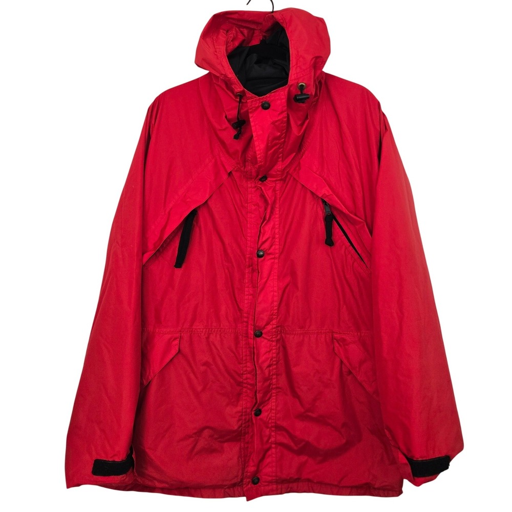 Vintage REI Mens Large GoreTex Rain Jacket Red Hooded Made in USA Gorpcore